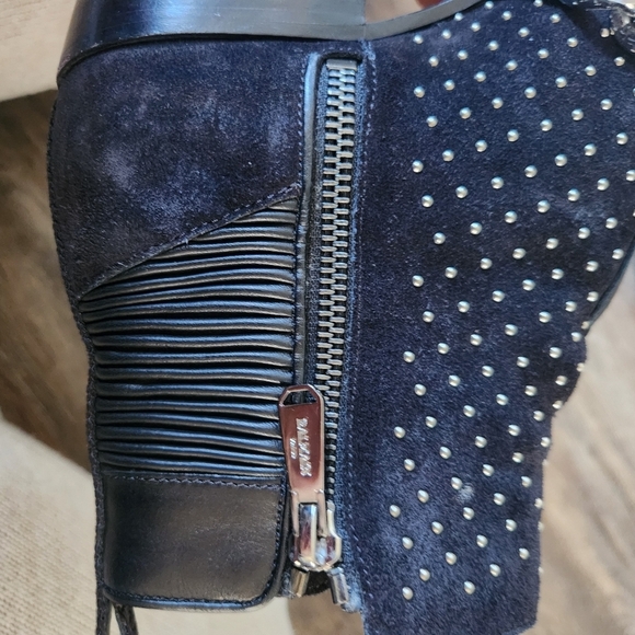 BALMAIN Paris Ella Black Suede short boot chain zippers studs italy 37.5 us 7.5 - Picture 10 of 16